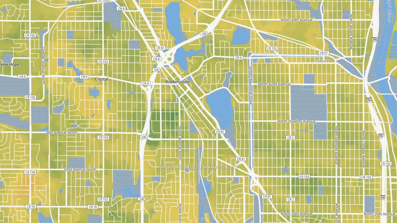 Bike Grade map of Robbinsdale, MN