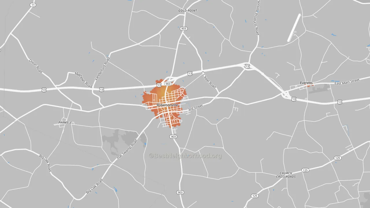 Bike Grade map of Robersonville, NC