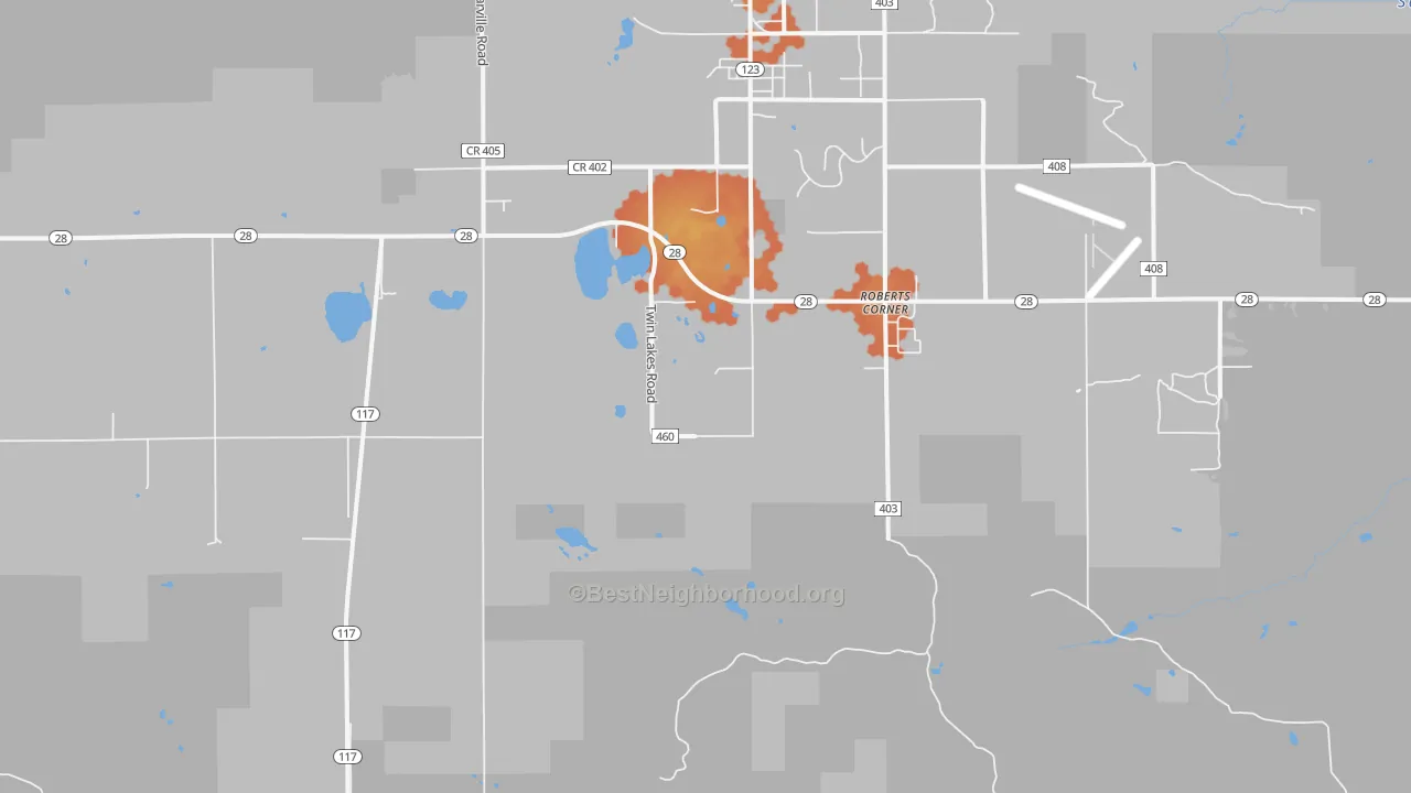 Bike Grade map of Roberts Corners, MI