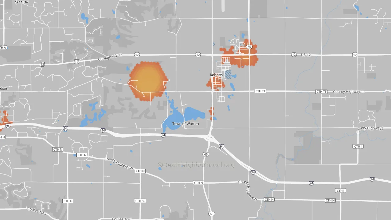 Bike Grade map of Roberts, WI