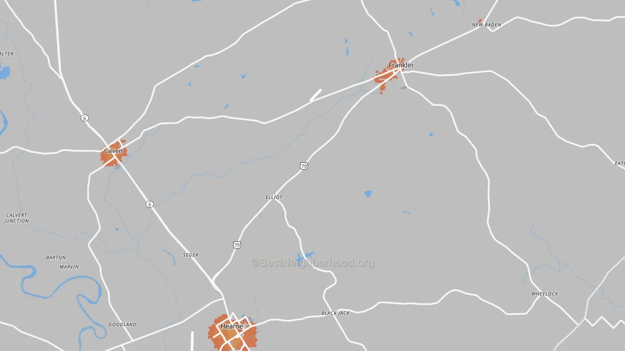 Bike Grade map of Robertson County, TX