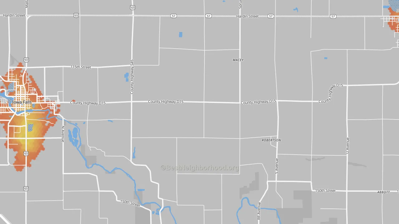 Bike Grade map of Robertson, IA