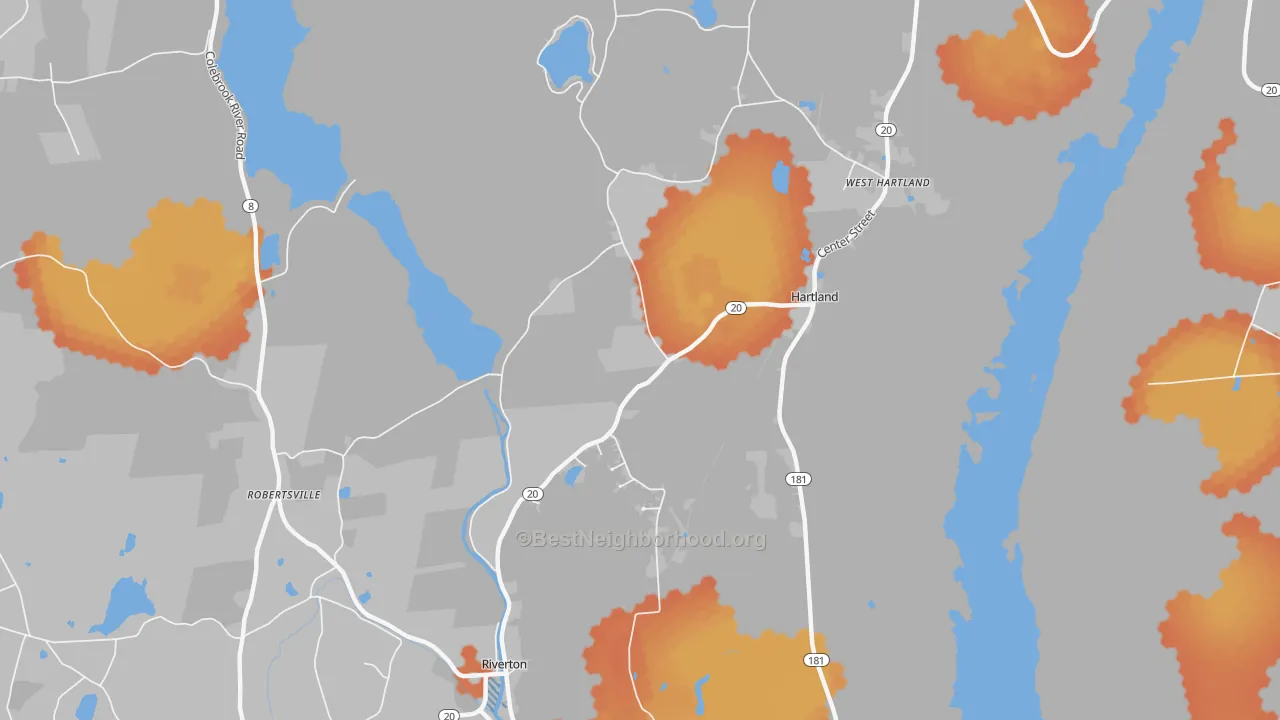 Bike Grade map of Robertsville, CT