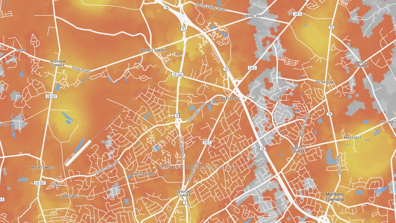 Bike Grade map of Robertsville, NJ