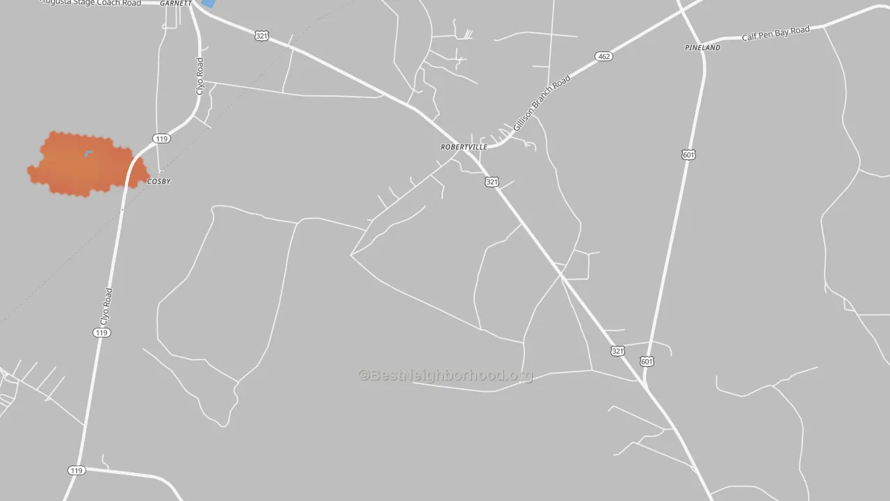Bike Grade map of Robertville, SC