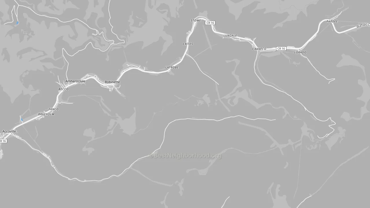 Bike Grade map of Robinette, WV