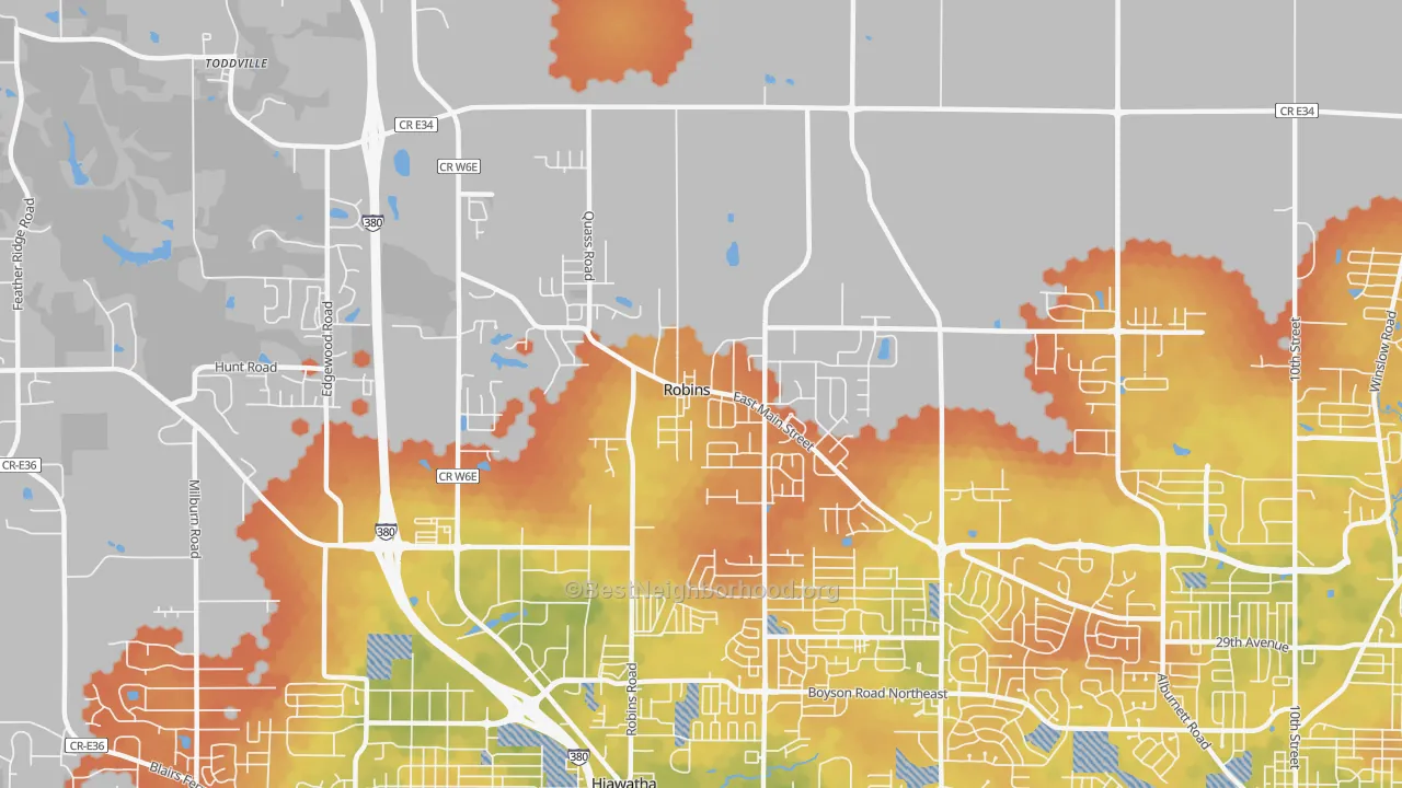 Bike Grade map of Robins, IA