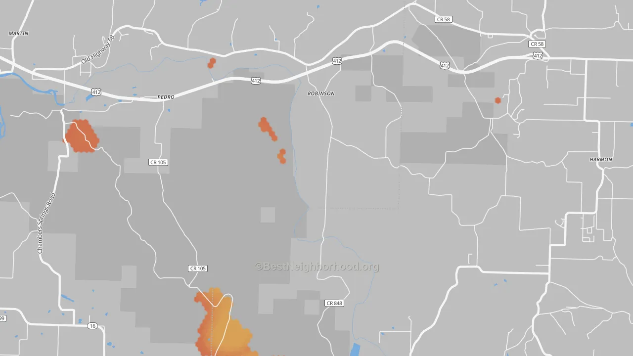 Bike Grade map of Robinson, AR