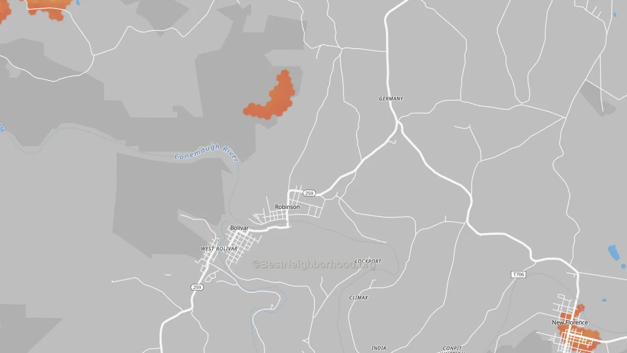 Bike Grade map of Robinson, PA