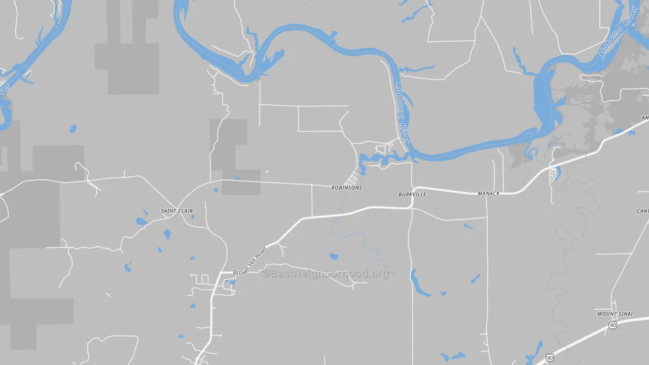 Bike Grade map of Robinsons, AL