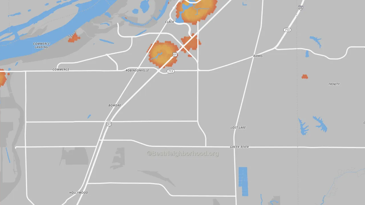 Bike Grade map of Robinsonville, MS
