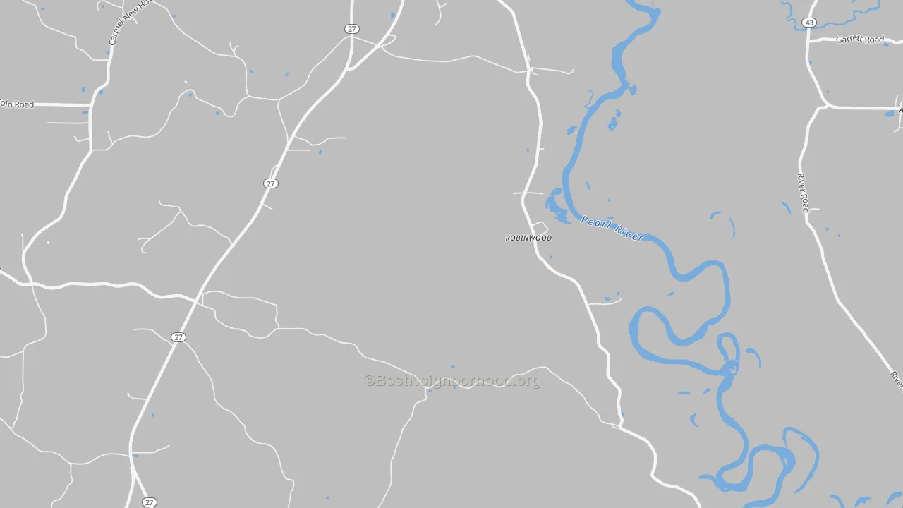 Bike Grade map of Robinwood, MS
