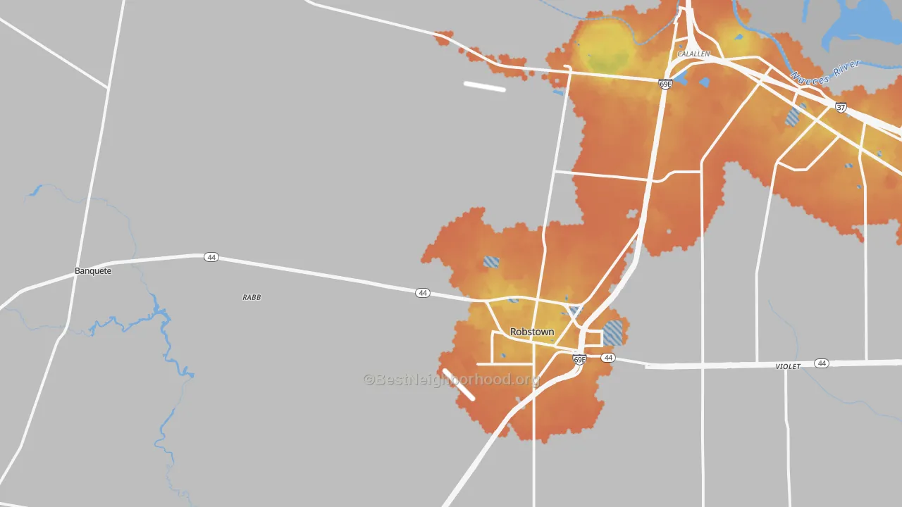Bike Grade map of Robstown, TX
