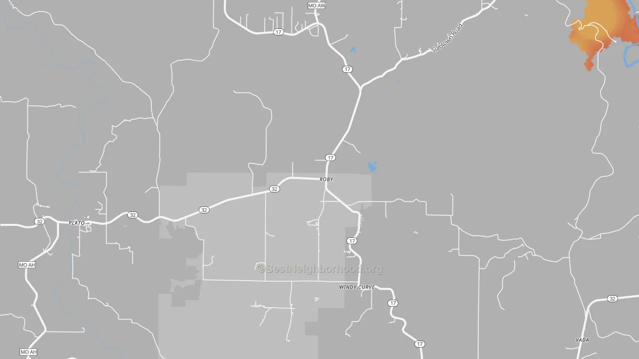 Bike Grade map of Roby, MO