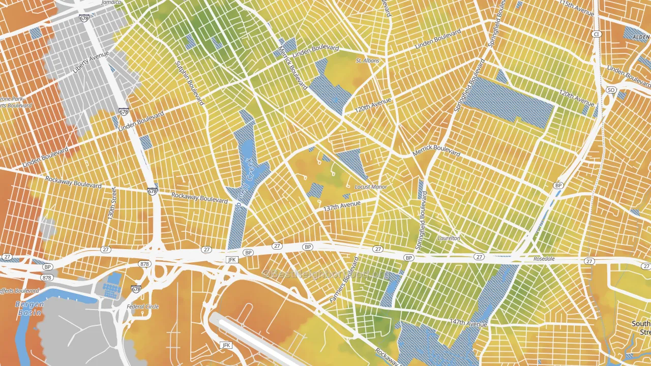 Bike Grade map of Rochdale Village, Queens, NY
