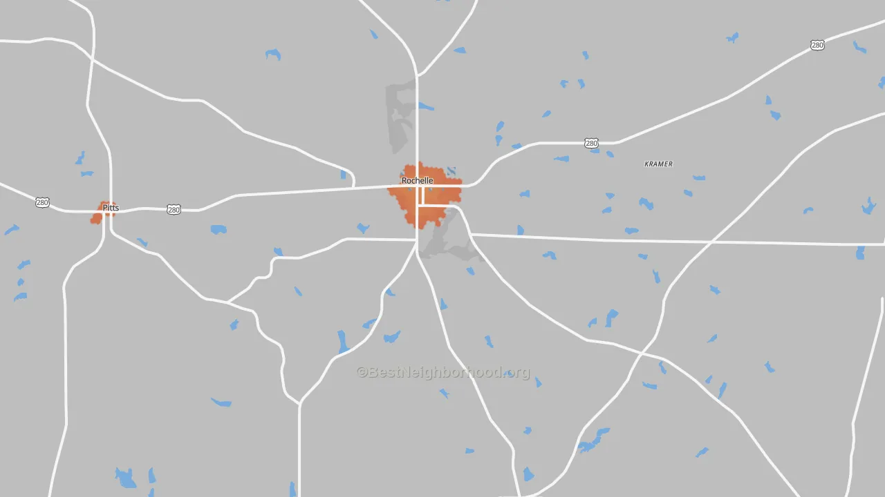 Bike Grade map of Rochelle, GA