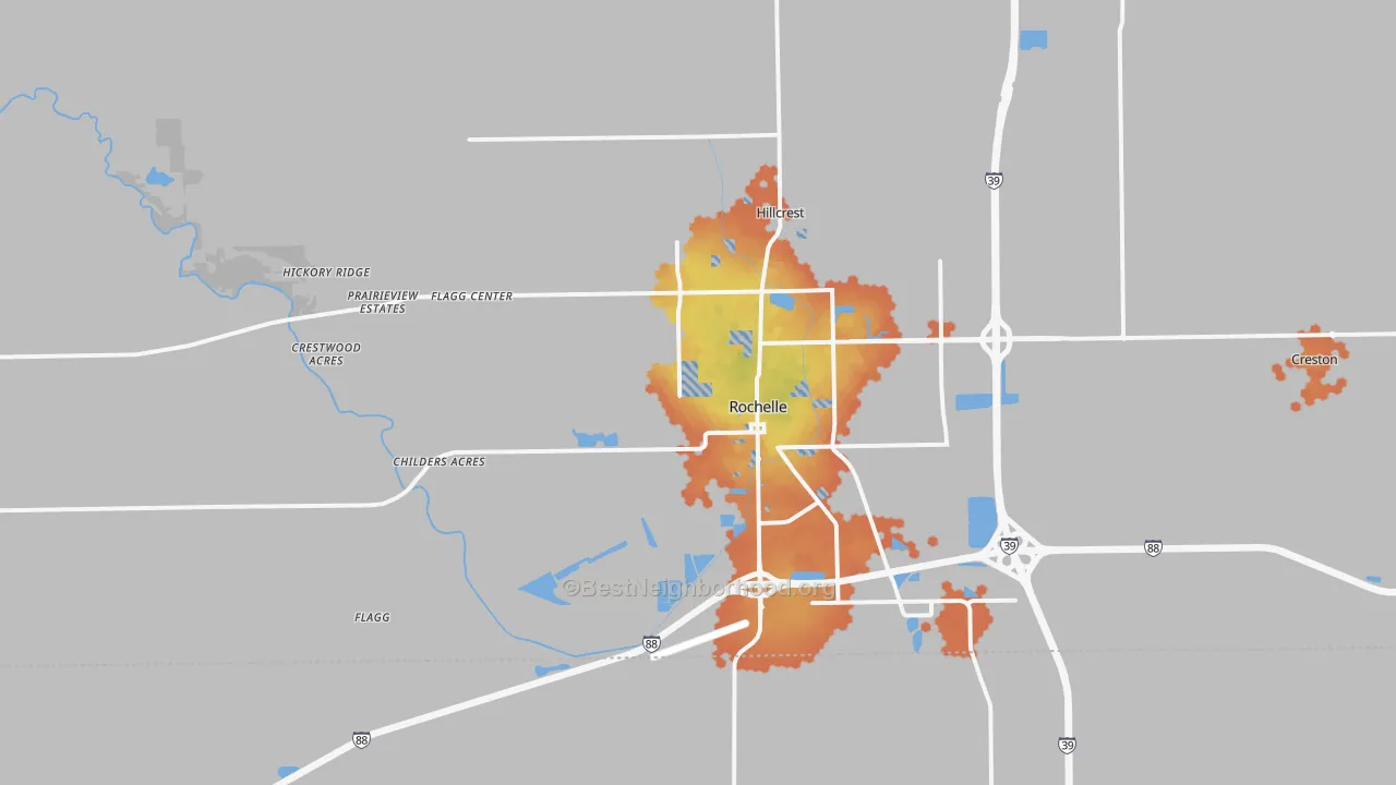 Bike Grade map of Rochelle, IL