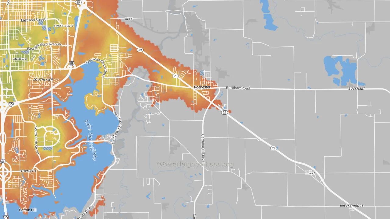 Bike Grade map of Rochester, IL