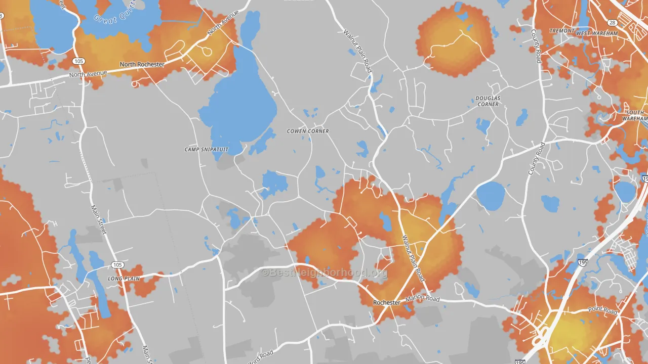 Bike Grade map of Rochester, MA