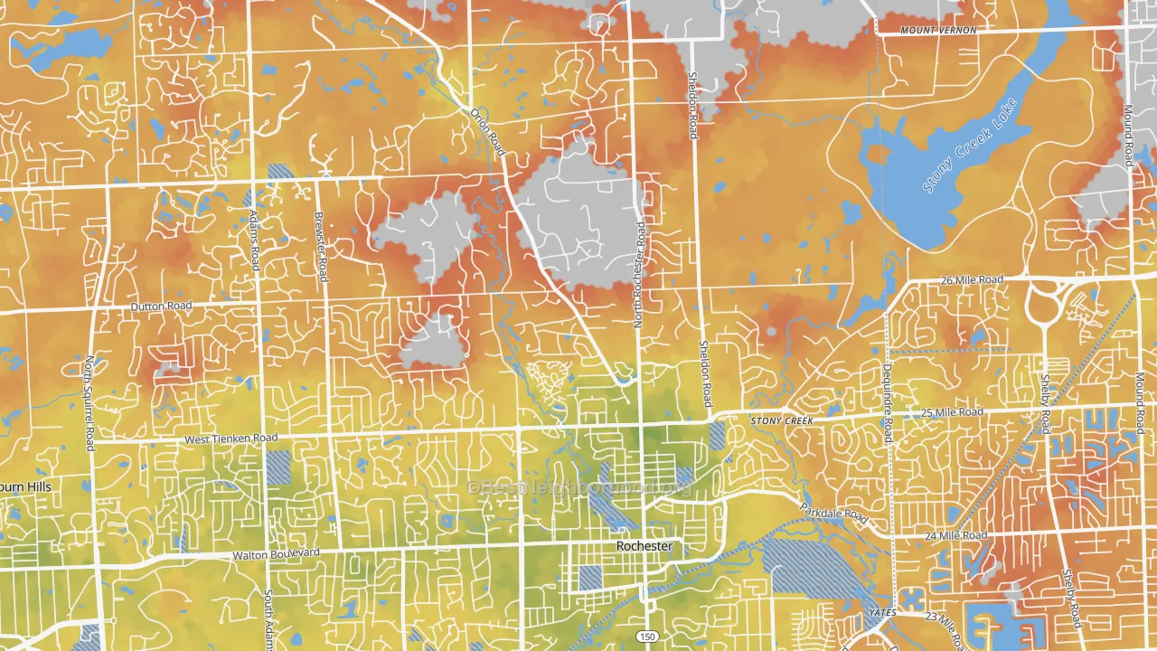 Bike Grade map of Rochester, MI