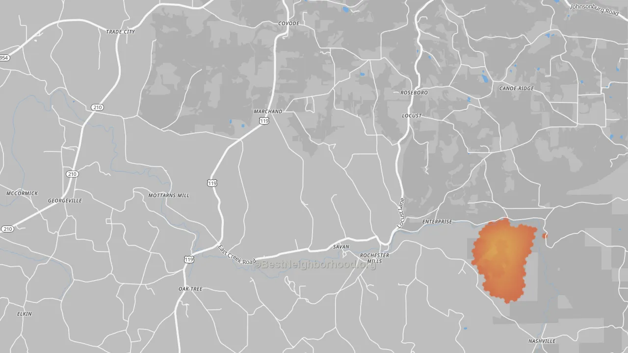 Bike Grade map of Rochester Mills, PA