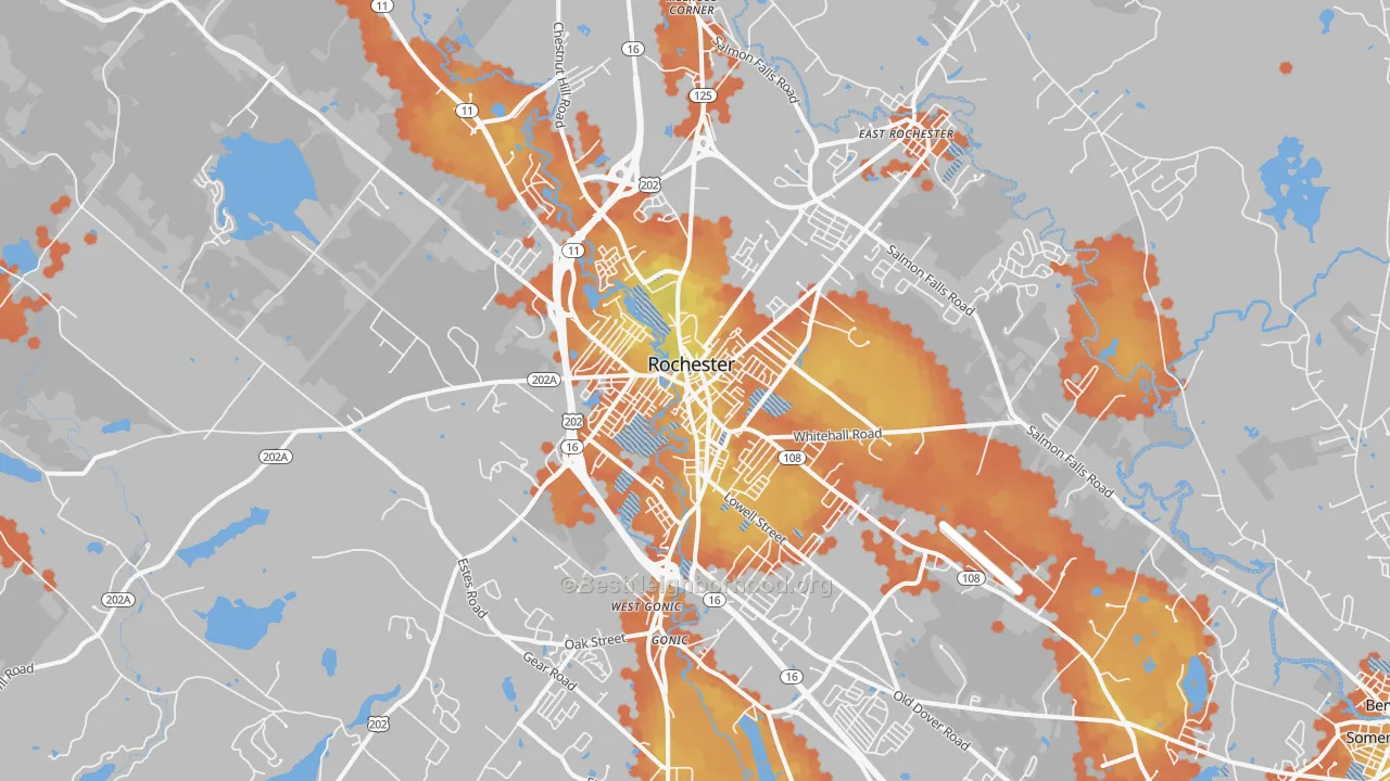 Bike Grade map of Rochester, NH