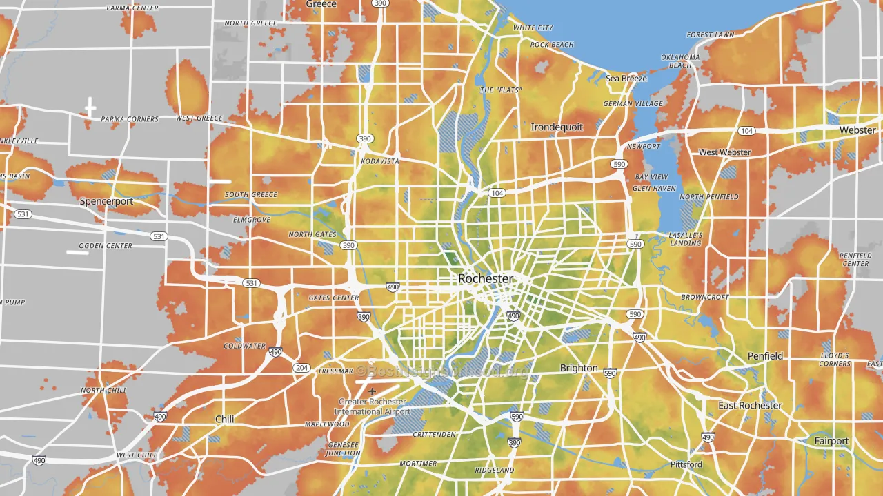 Bike Grade map of Rochester, NY