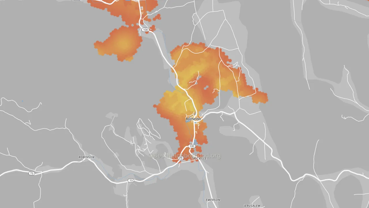 Bike Grade map of Rochester, VT