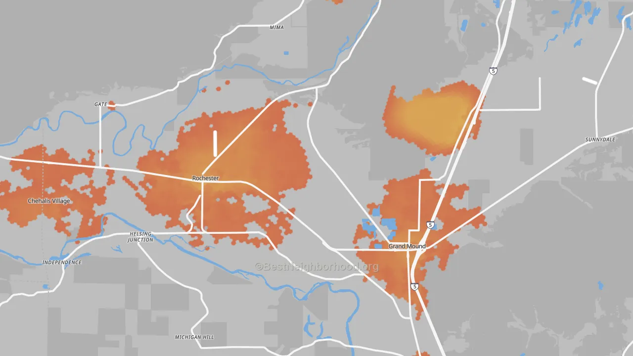 Bike Grade map of Rochester, WA