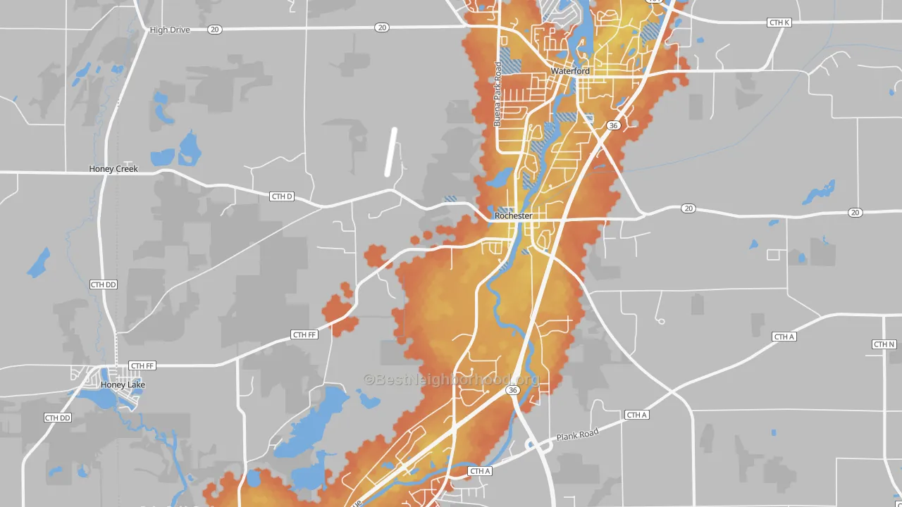 Bike Grade map of Rochester, WI