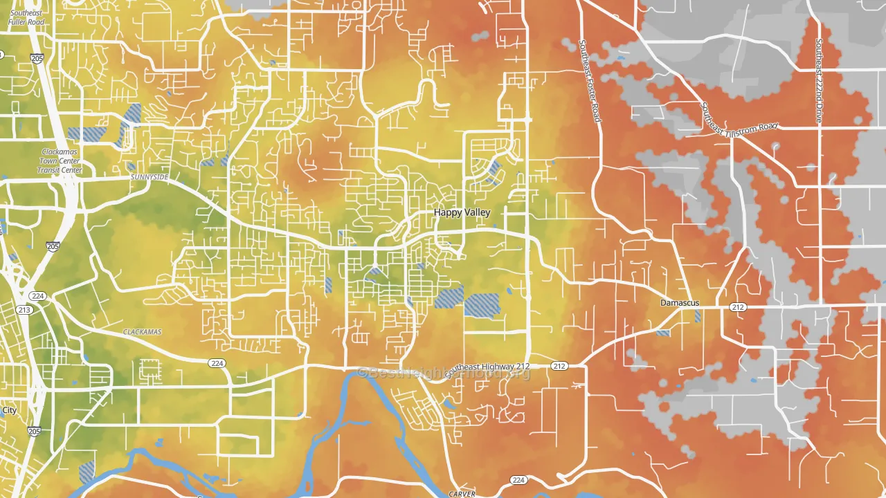 Bike Grade map of Rock Creek, Clackamas, OR