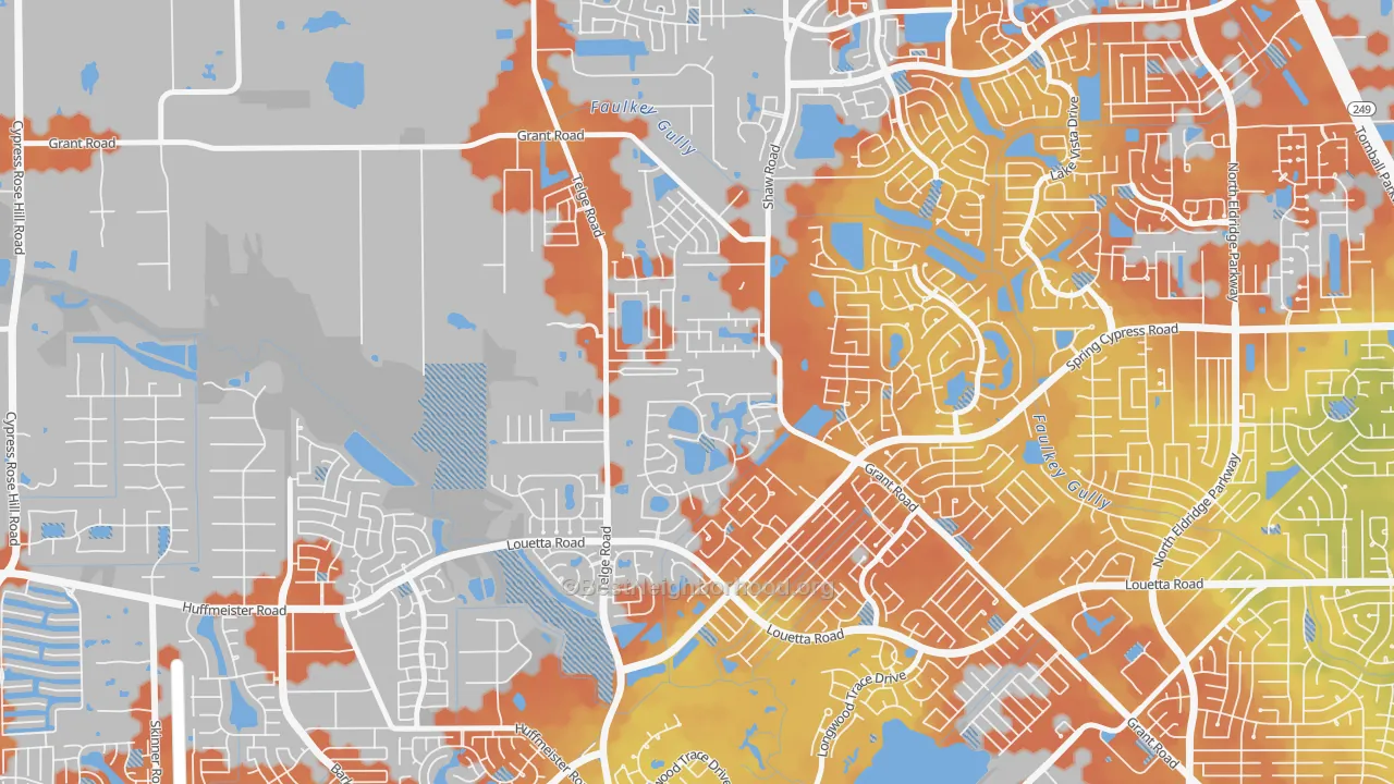 Bike Grade map of Rock Creek, Cypress, TX