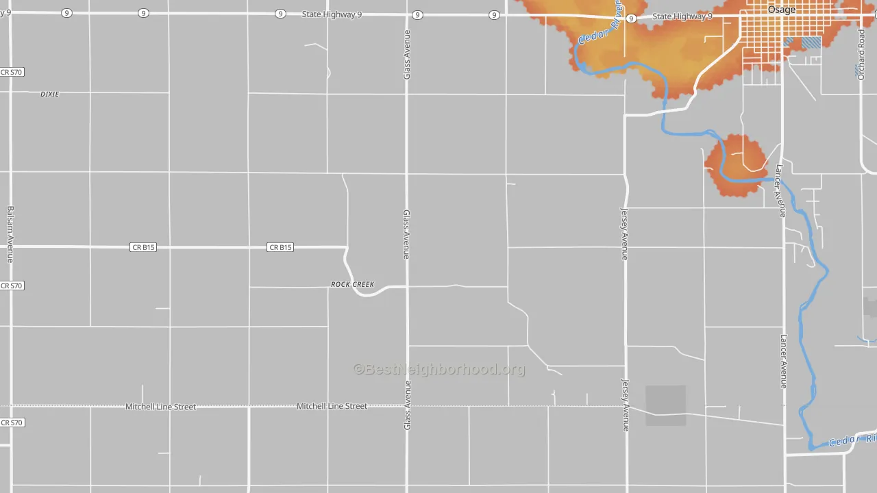 Bike Grade map of Rock Creek, IA