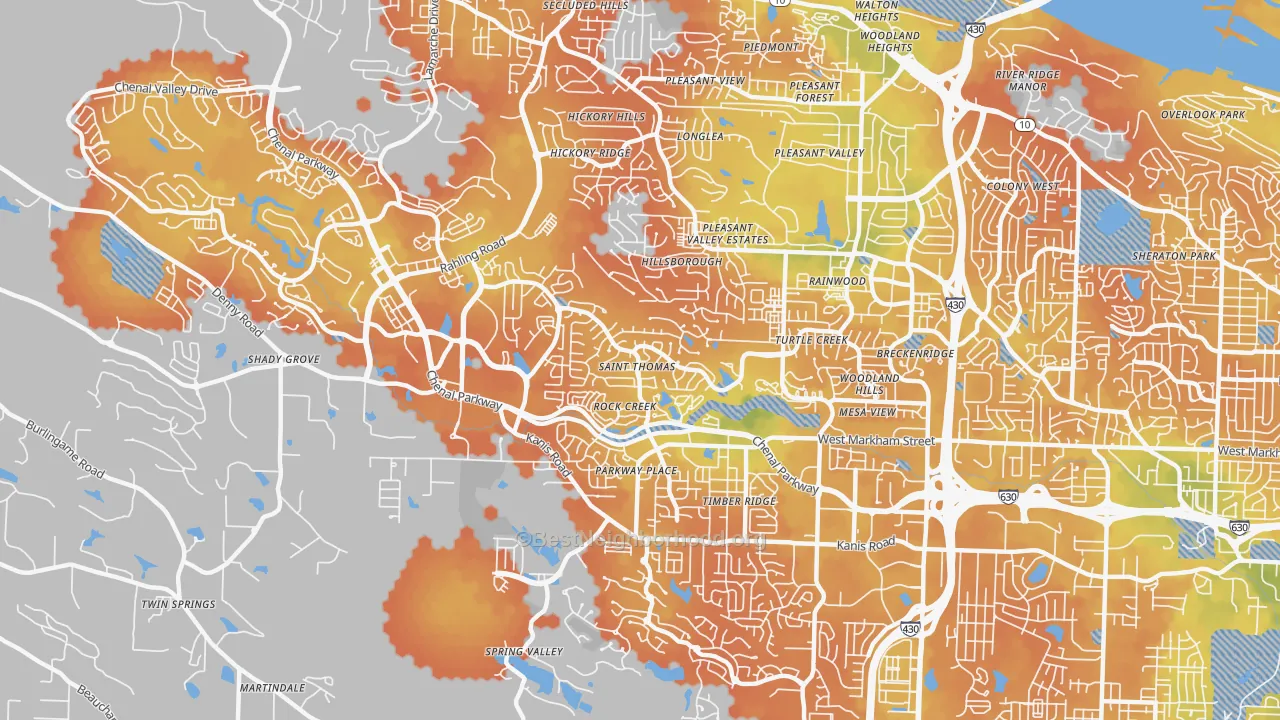Bike Grade map of Rock Creek, Little Rock, AR