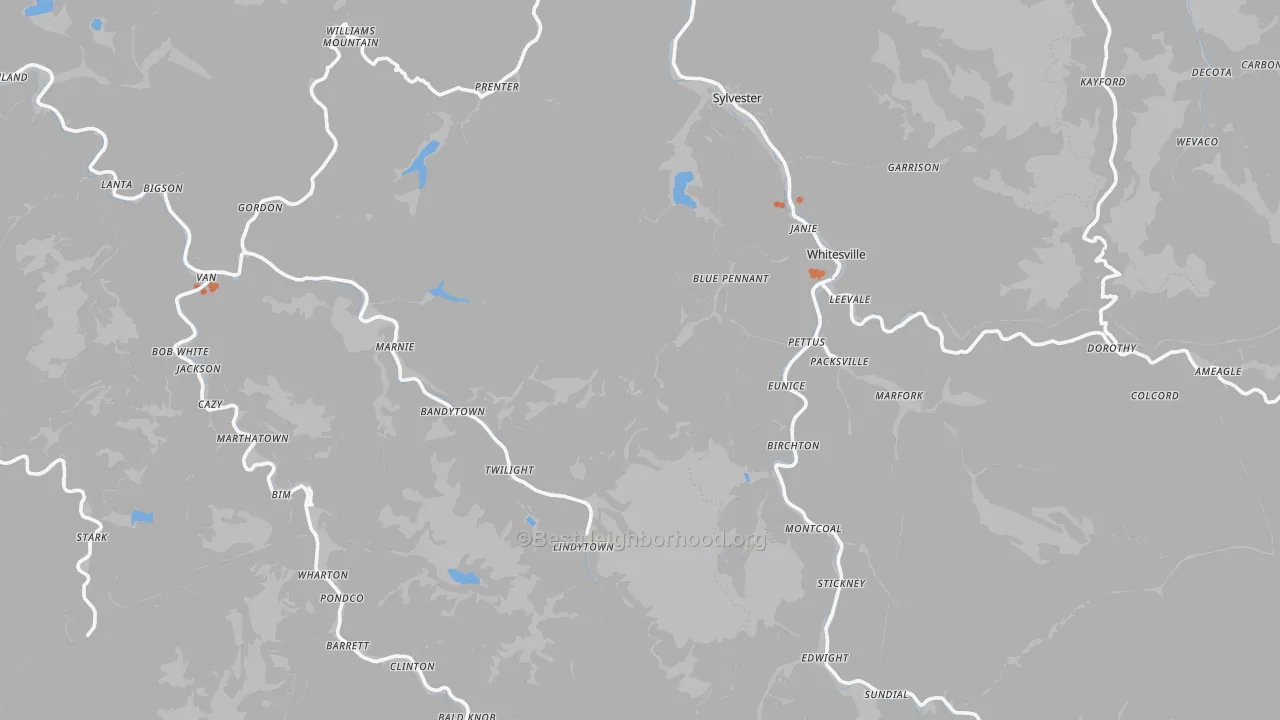 Bike Grade map of Rock Creek, WV