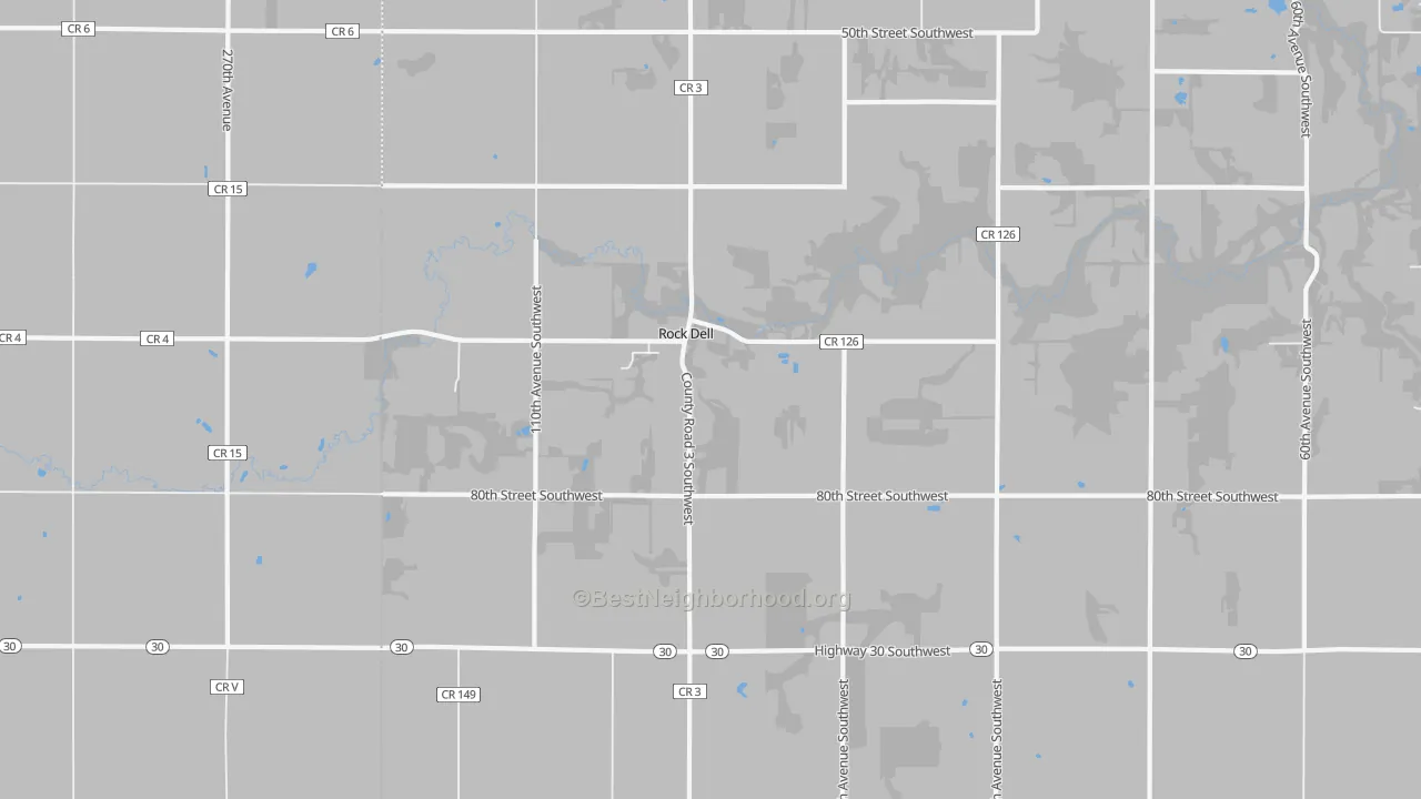 Bike Grade map of Rock Dell, MN