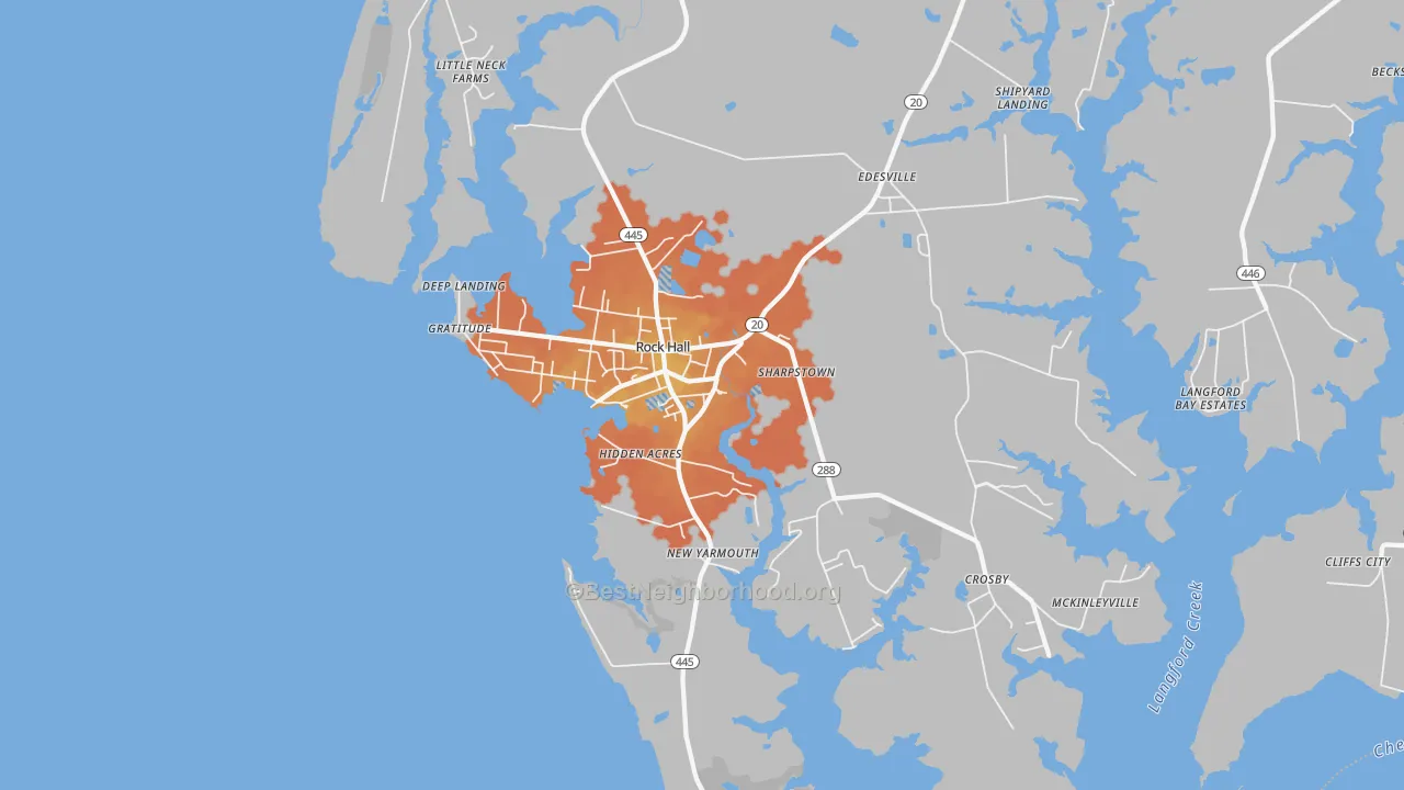 Bike Grade map of Rock Hall, MD