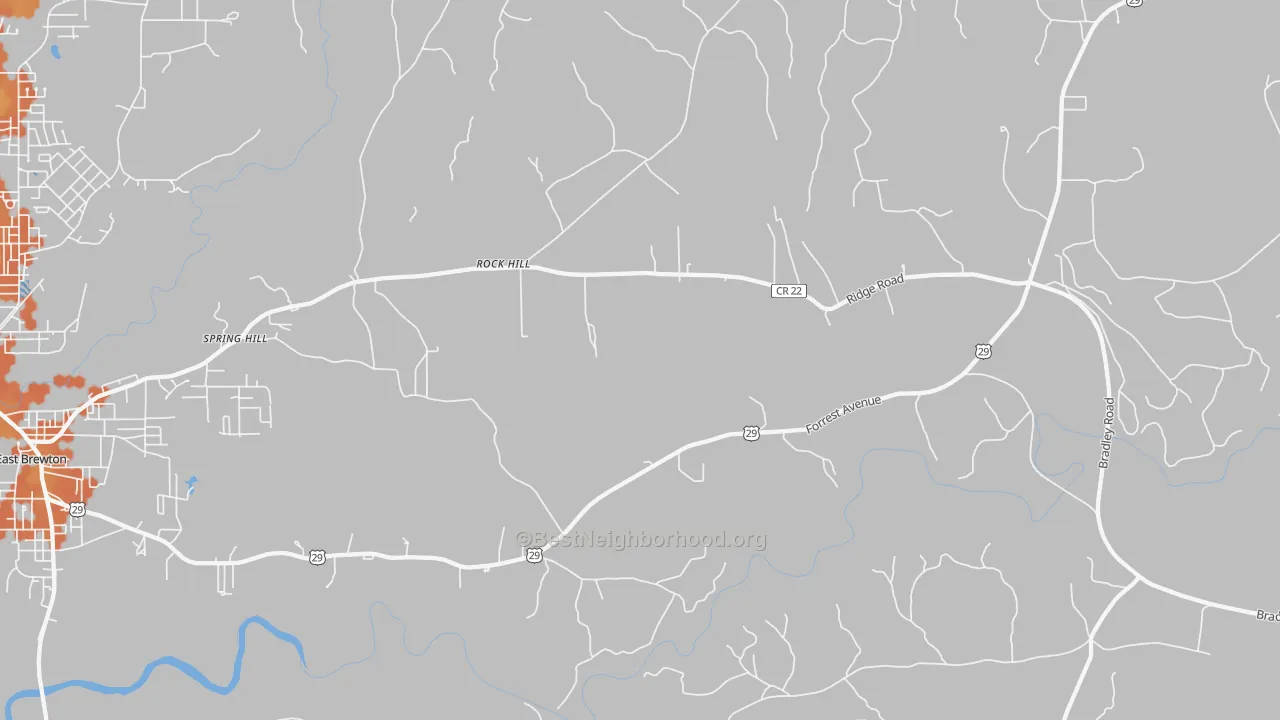 Bike Grade map of Rock Hill, AL