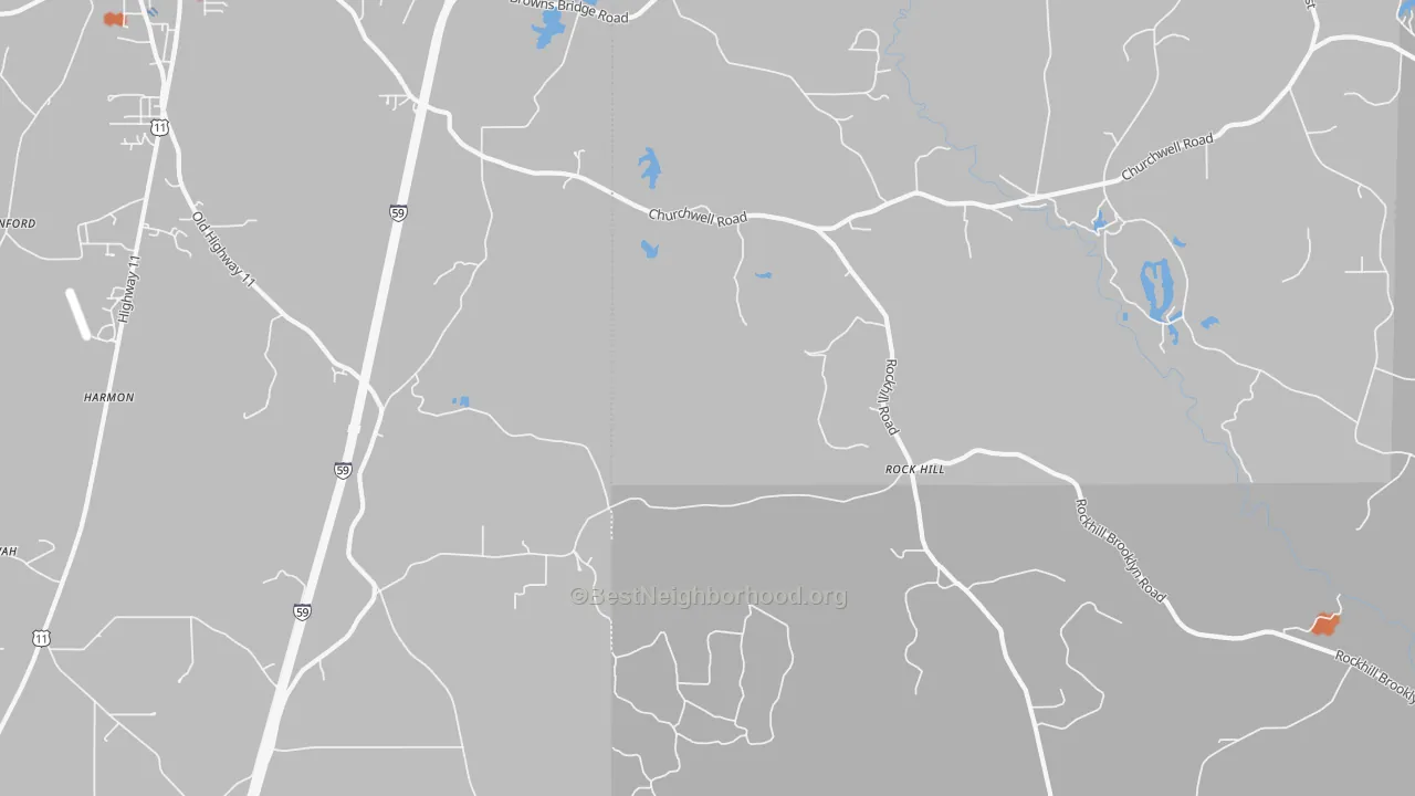 Bike Grade map of Rock Hill, MS