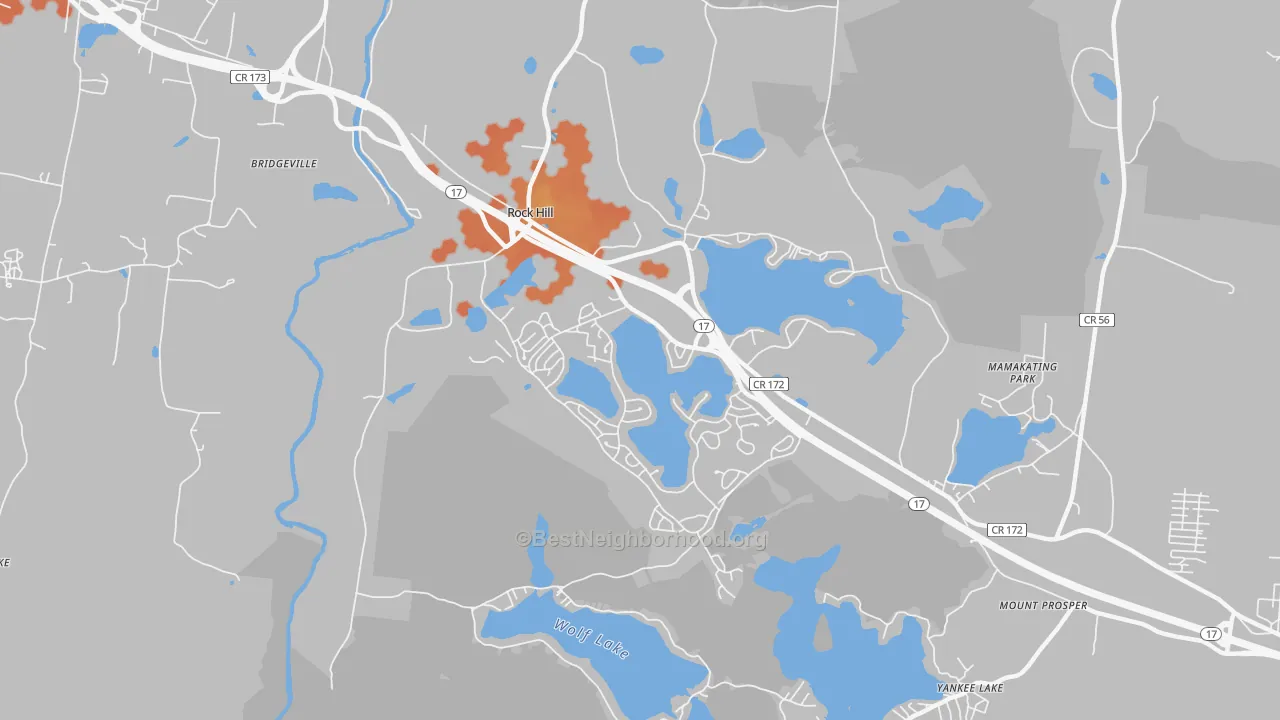 Bike Grade map of Rock Hill, NY