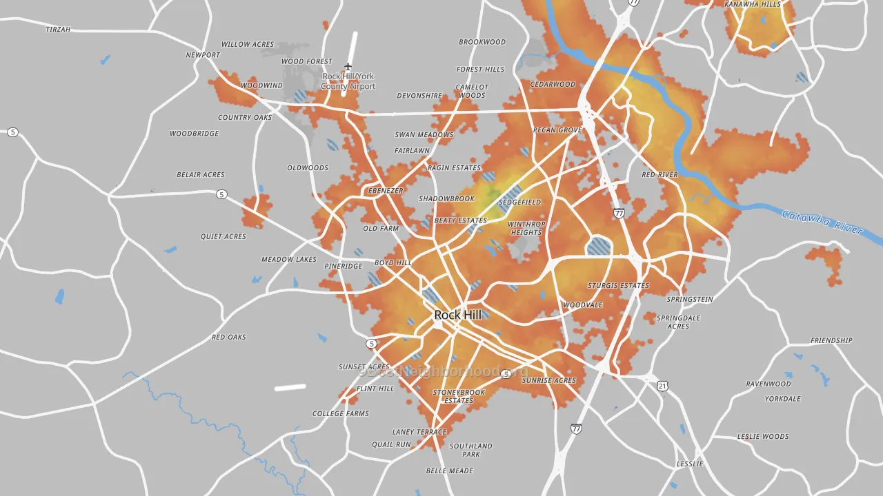 Bike Grade map of Rock Hill, SC