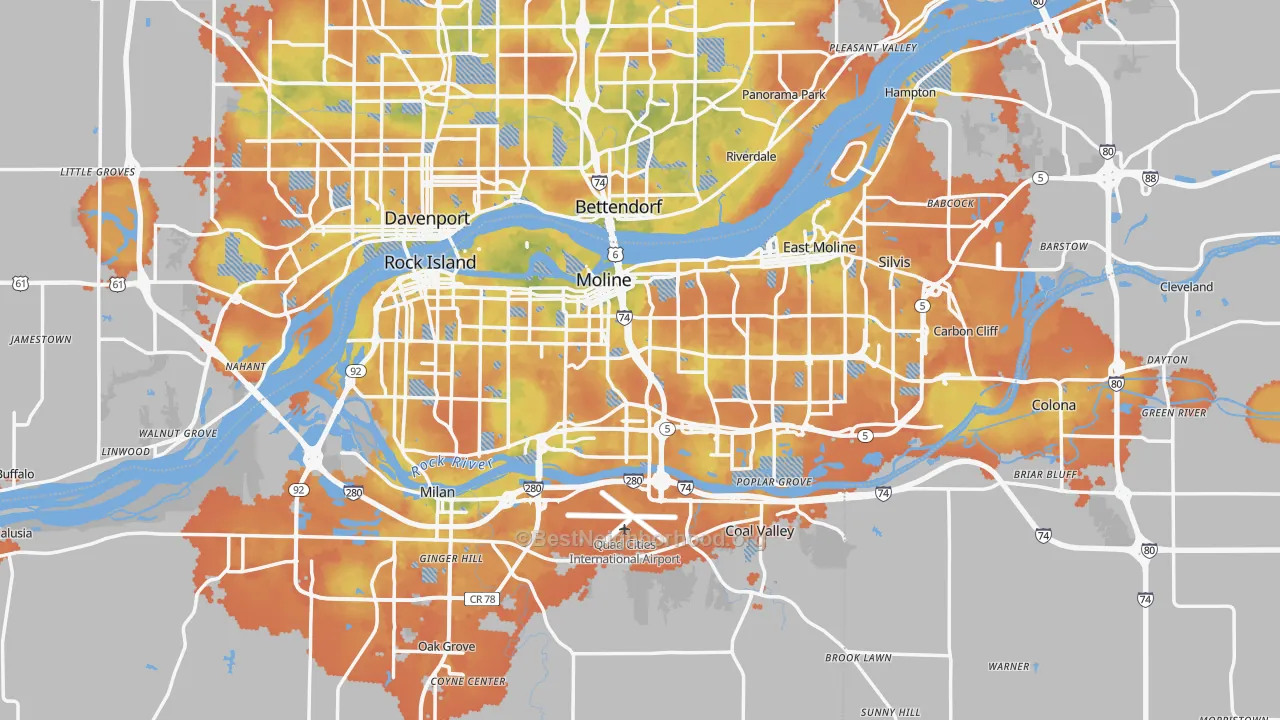 Bike Grade map of Rock Island County, IL