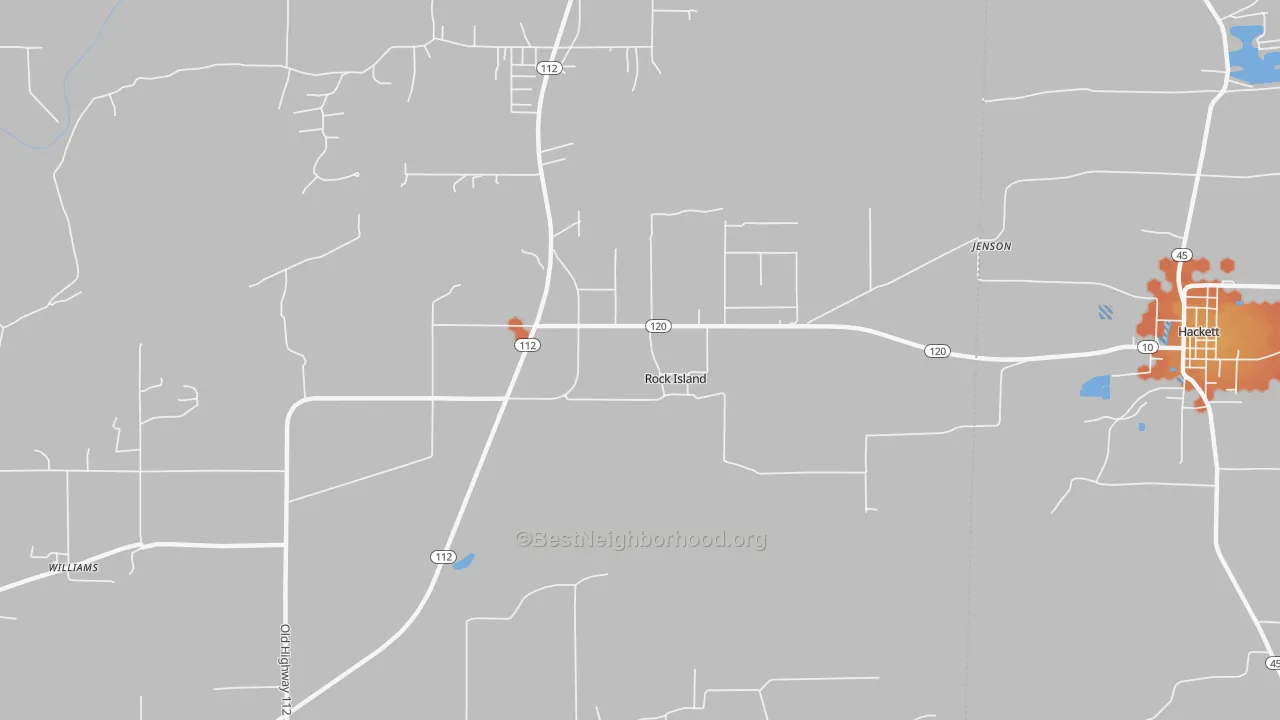 Bike Grade map of Rock Island, OK
