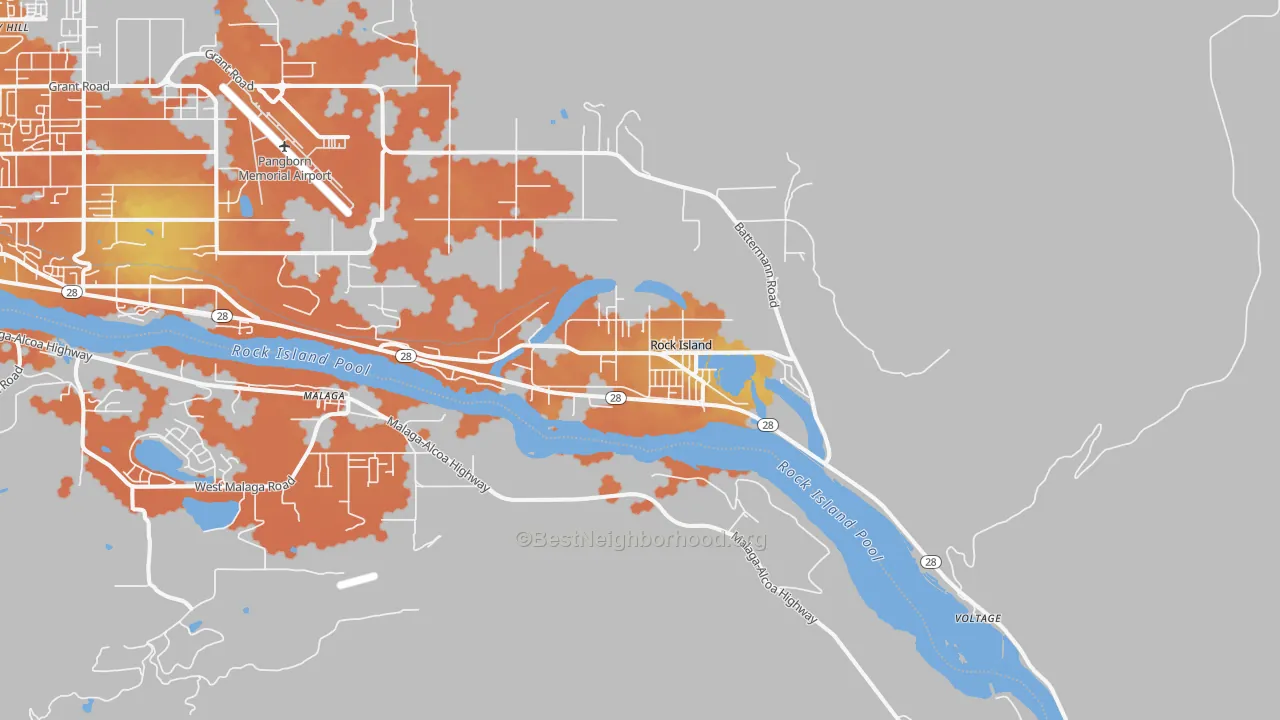 Bike Grade map of Rock Island, WA