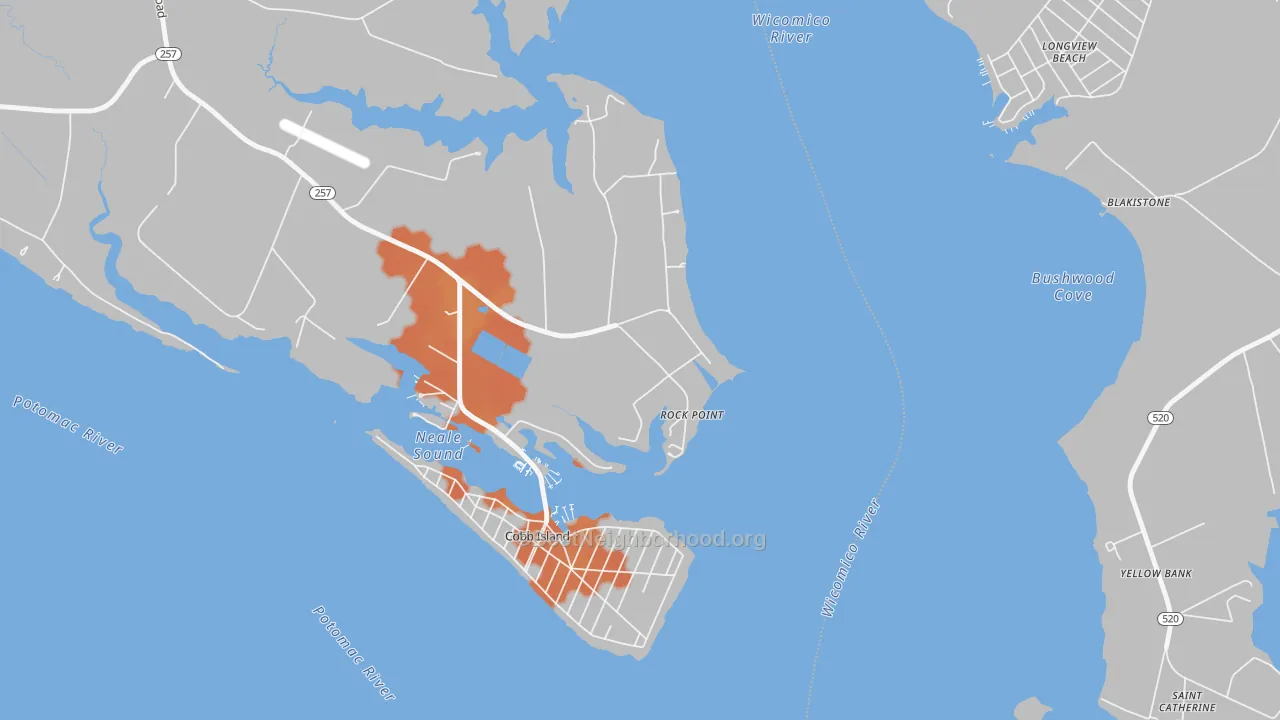 Bike Grade map of Rock Point, MD