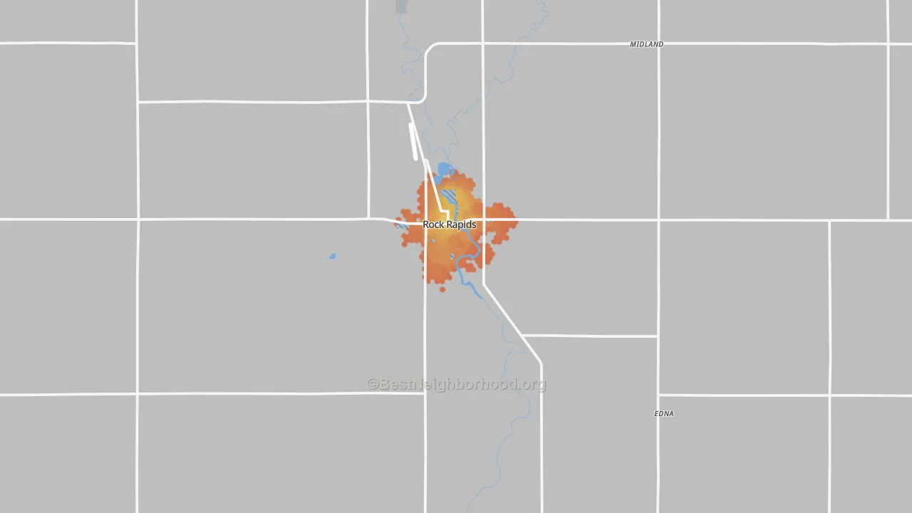 Bike Grade map of Rock Rapids, IA