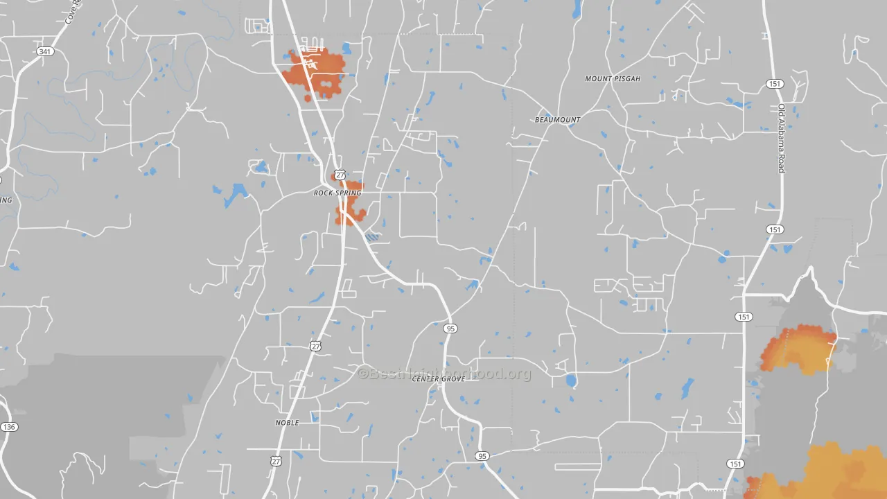 Bike Grade map of Rock Spring, GA