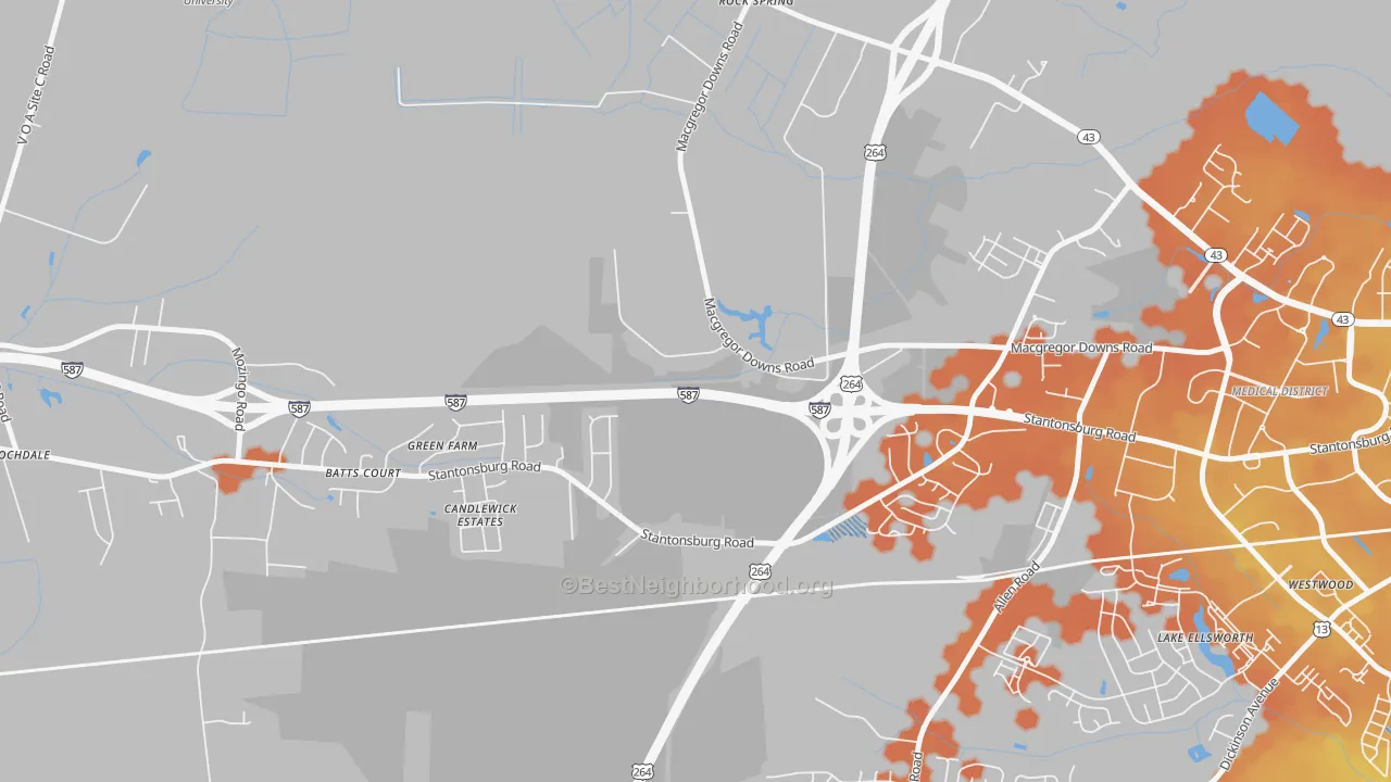 Bike Grade map of Rock Spring, NC