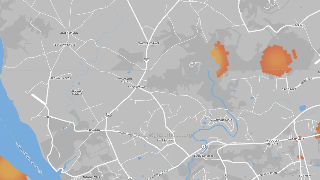 Bike Grade map of Rock Springs, MD