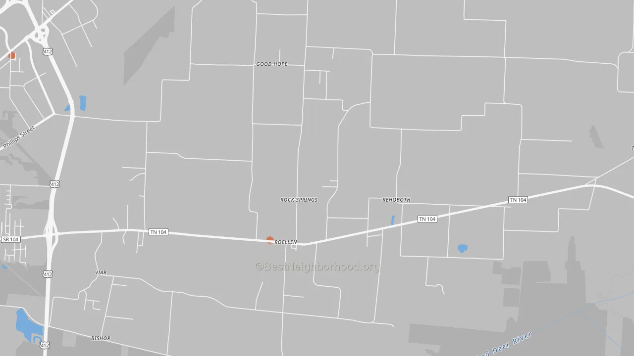 Bike Grade map of Rock Springs, TN